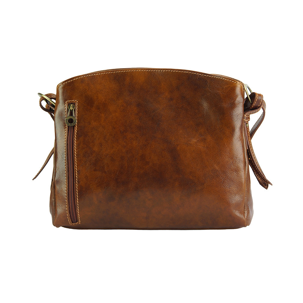 Viviana V Vegetable Tanned Cow Leather Shoulder Bag - Made In Italy