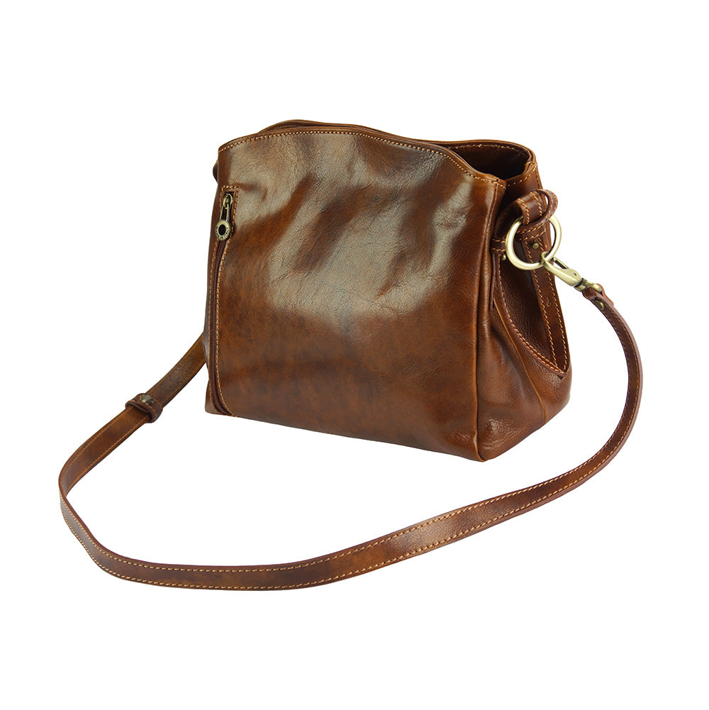 Viviana V Vegetable Tanned Cow Leather Shoulder Bag - Made In Italy