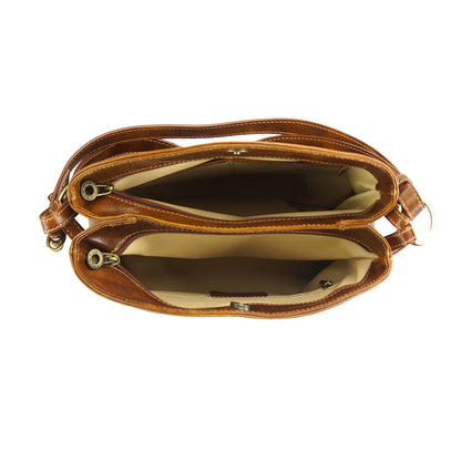 Viviana V Vegetable Tanned Cow Leather Shoulder Bag - Made In Italy