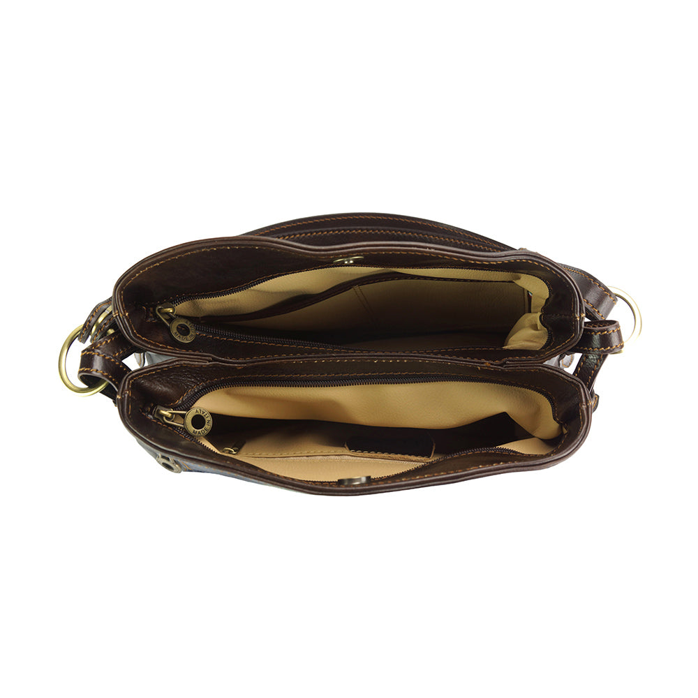 Viviana V Vegetable Tanned Cow Leather Shoulder Bag - Made In Italy