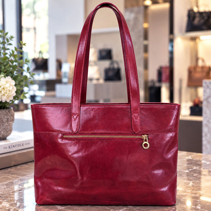 Augusta Hand-Dyed Italian Leather Work Tote - Made In Italy