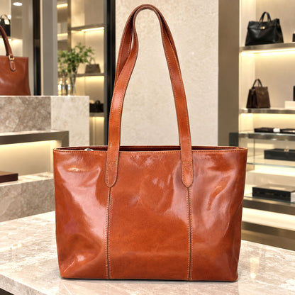 Augusta Hand-Dyed Italian Leather Work Tote - Made In Italy