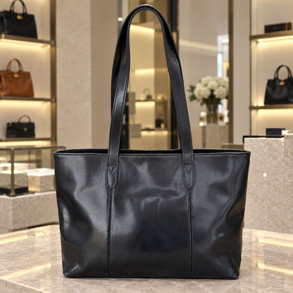 Augusta Hand-Dyed Italian Leather Work Tote - Made In Italy