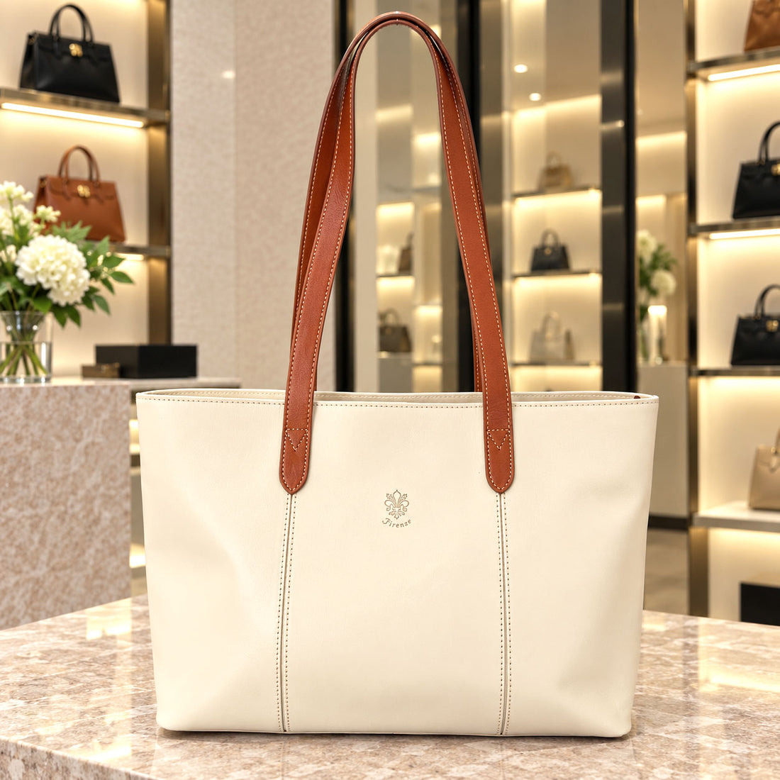 Augusta Hand-Dyed Italian Leather Work Tote - Made In Italy