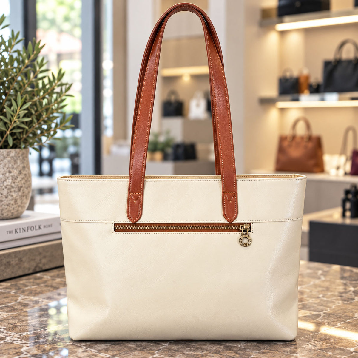 Augusta Hand-Dyed Italian Leather Work Tote - Made In Italy