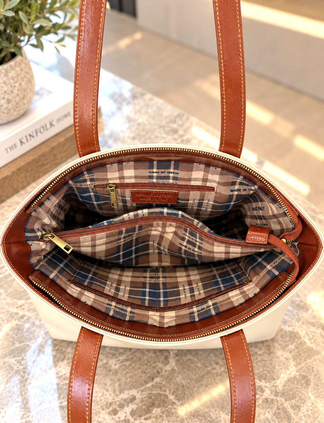 Augusta Hand-Dyed Italian Leather Work Tote - Made In Italy