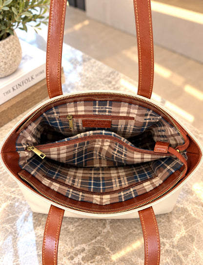 Augusta Hand-Dyed Italian Leather Work Tote - Made In Italy