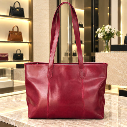 Augusta Hand-Dyed Italian Leather Work Tote - Made In Italy
