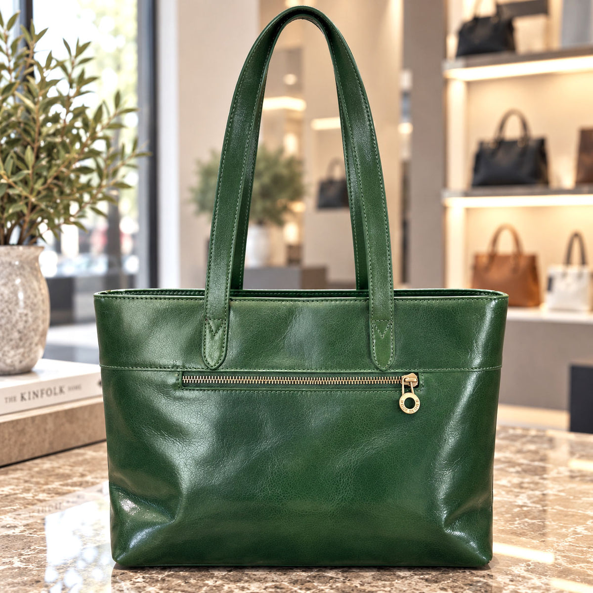 Augusta Hand-Dyed Italian Leather Work Tote - Made In Italy