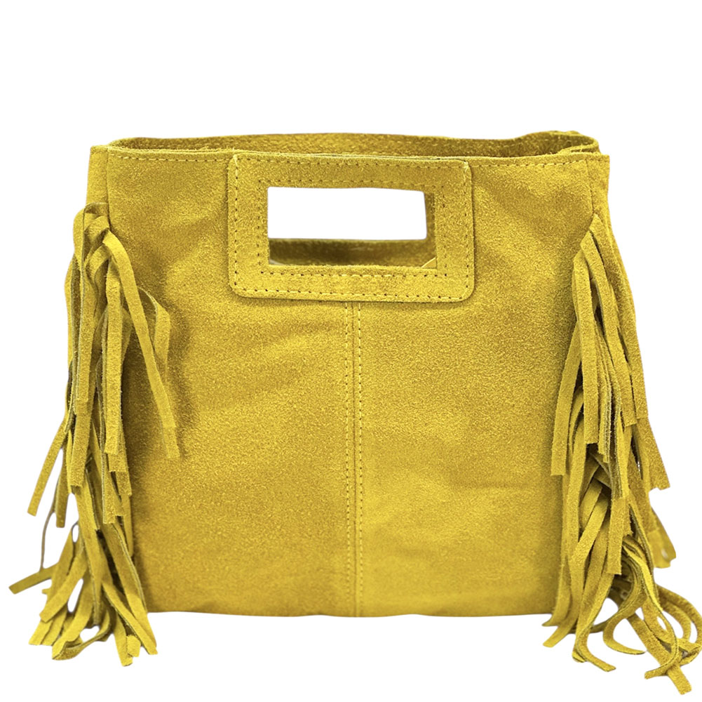 Solaio Cow Leather Fringe Handbag - Made In Italy