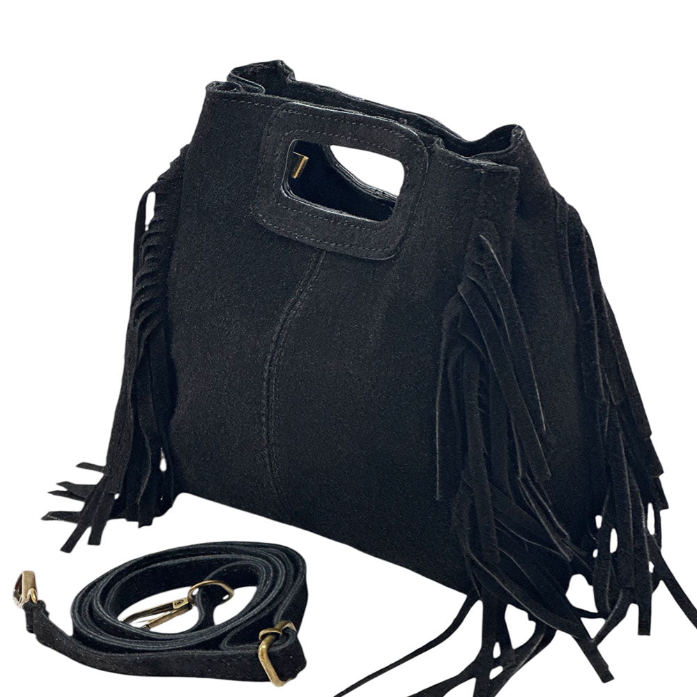 Solaio Cow Leather Fringe Handbag - Made In Italy
