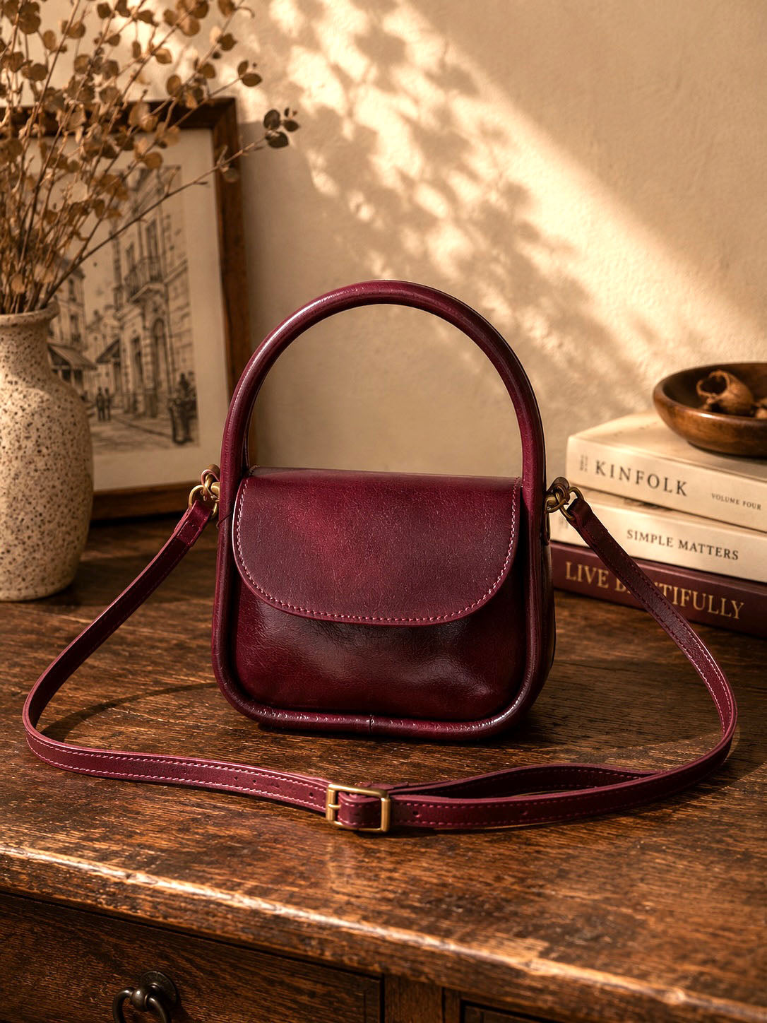 Althea Mini Top Handle Genuine Leather Bag - Made In Italy