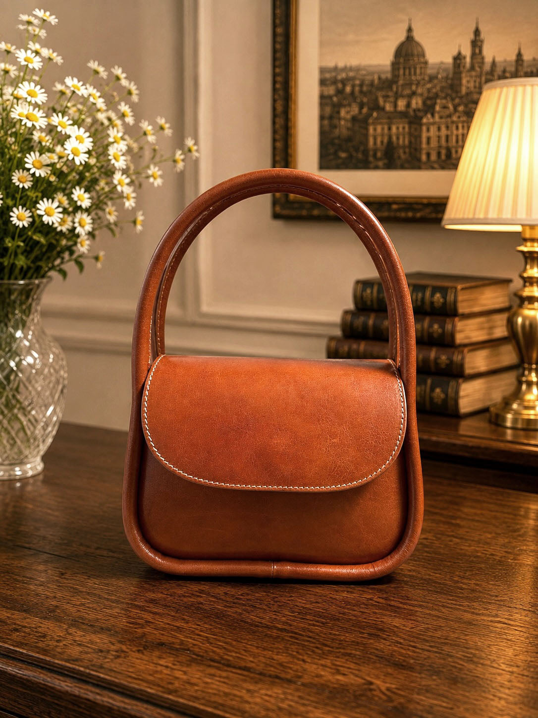 Althea Mini Top Handle Genuine Leather Bag - Made In Italy