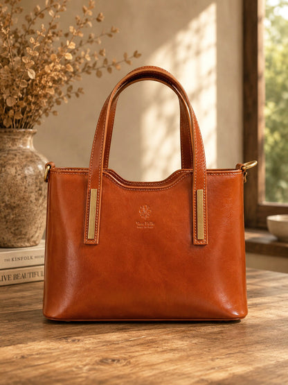 Liviana Large Structured Leather Tote Bag - Made In Italy