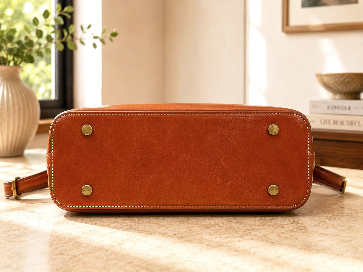 Liviana Large Structured Leather Tote Bag - Made In Italy