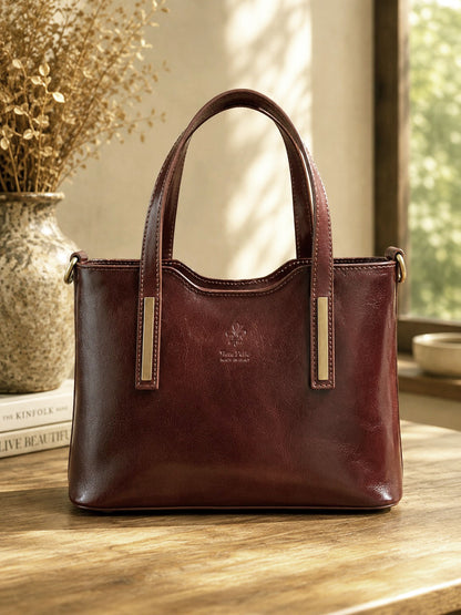 Liviana Large Structured Leather Tote Bag - Made In Italy