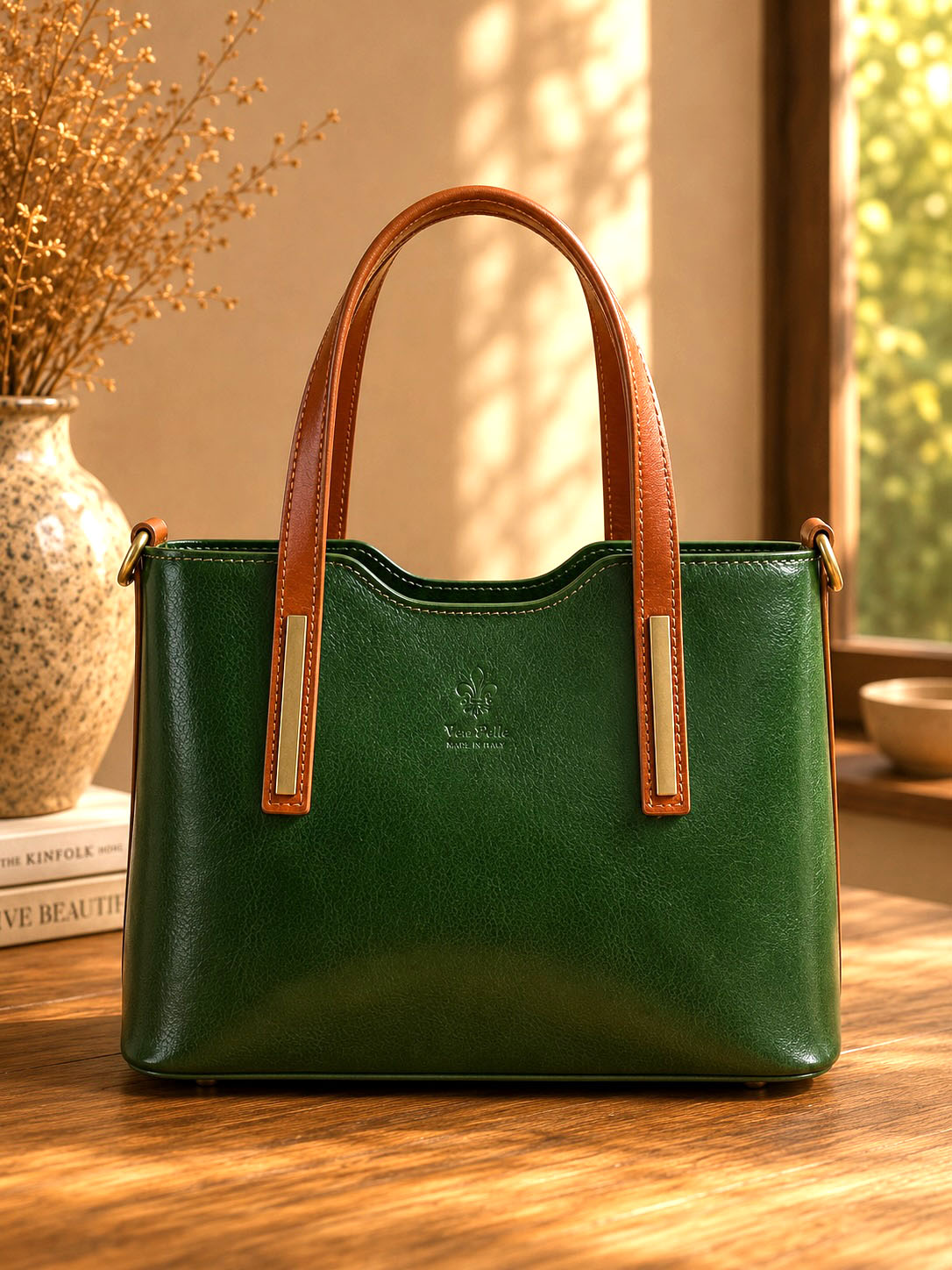 Liviana Large Structured Leather Tote Bag - Made In Italy