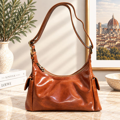 Benedetta Hand-Dyed Vegetable-Tanned Italian Leather Hobo Bag - Made In Italy