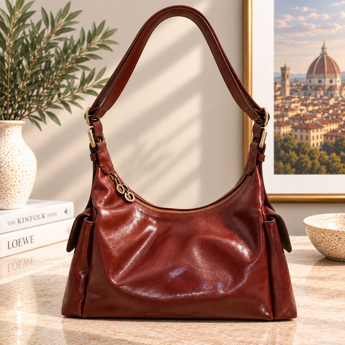 Benedetta Hand-Dyed Vegetable-Tanned Italian Leather Hobo Bag - Made In Italy