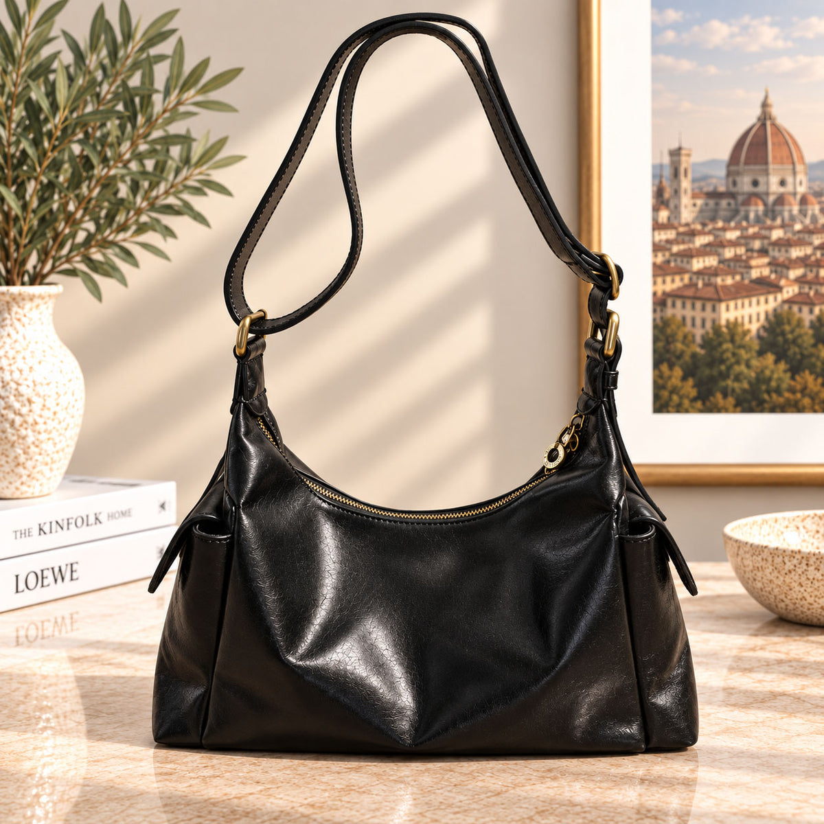 Benedetta Hand-Dyed Vegetable-Tanned Italian Leather Hobo Bag - Made In Italy
