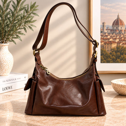Benedetta Hand-Dyed Vegetable-Tanned Italian Leather Hobo Bag - Made In Italy
