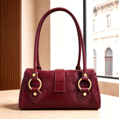 Tosca Dual-Compartment Italian Leather Baguette Bag - Made In Italy