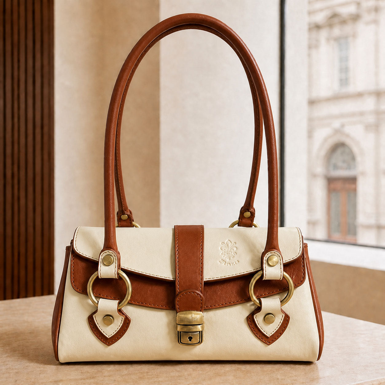 Tosca Dual-Compartment Italian Leather Baguette Bag - Made In Italy