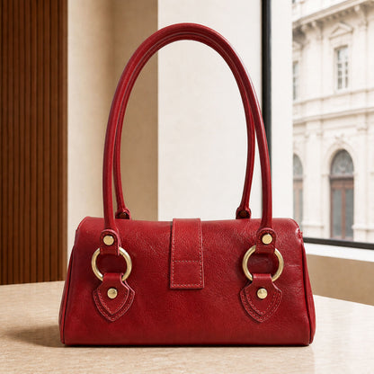 Tosca Dual-Compartment Italian Leather Baguette Bag - Made In Italy