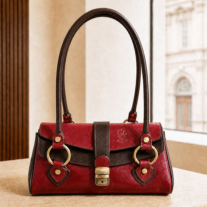 Tosca Dual-Compartment Italian Leather Baguette Bag - Made In Italy