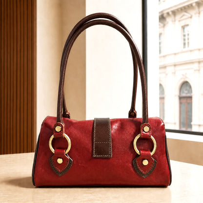 Tosca Dual-Compartment Italian Leather Baguette Bag - Made In Italy