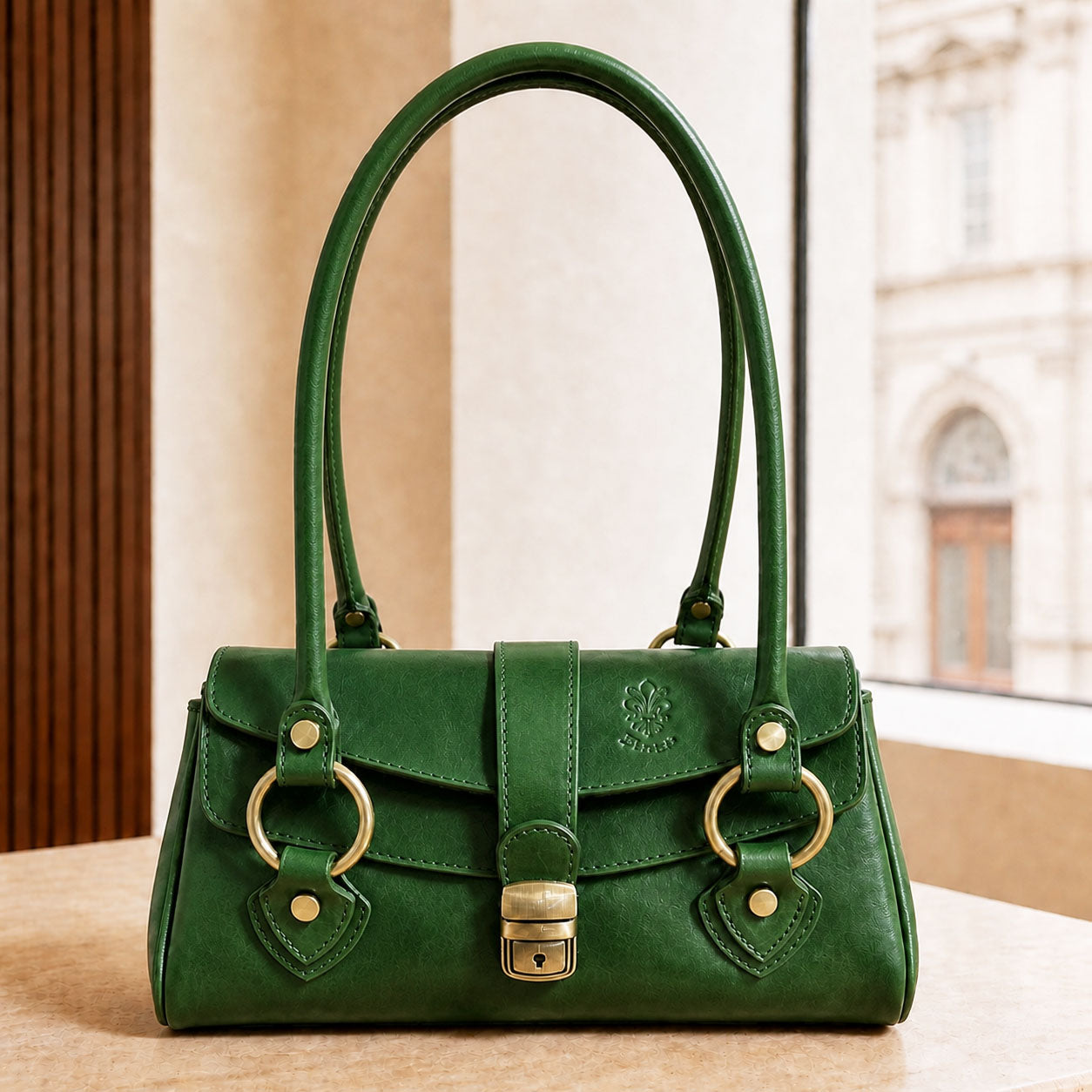 Tosca Dual-Compartment Italian Leather Baguette Bag - Made In Italy