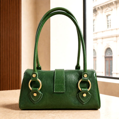 Tosca Dual-Compartment Italian Leather Baguette Bag - Made In Italy