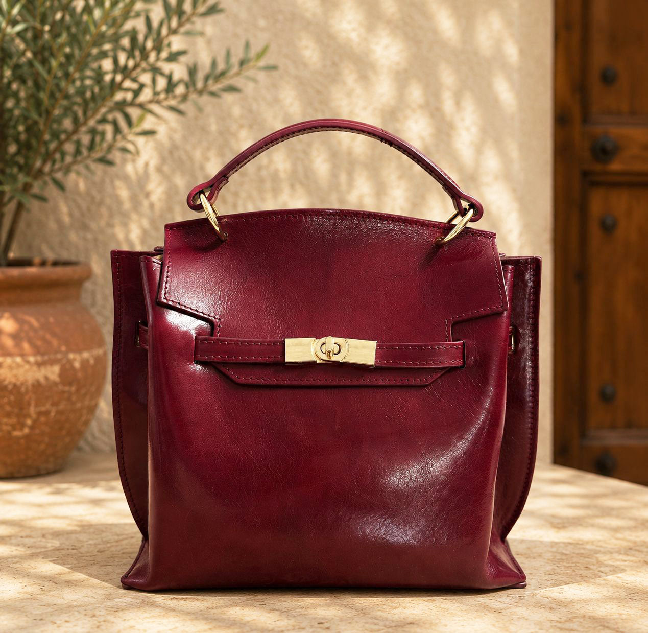 Adelasia Hand-Dyed Vegetable Leather Top Handle Bag - Made In Italy