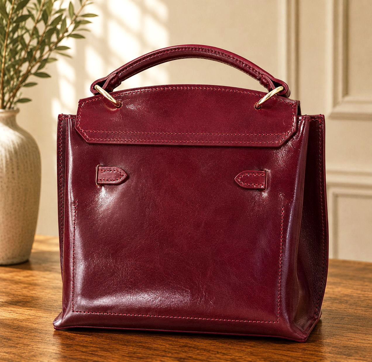 Adelasia Hand-Dyed Vegetable Leather Top Handle Bag - Made In Italy