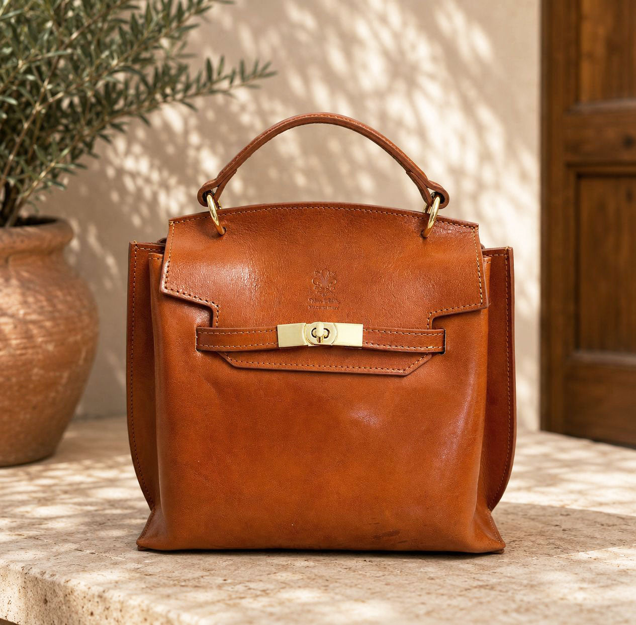 Adelasia Hand-Dyed Vegetable Leather Top Handle Bag - Made In Italy