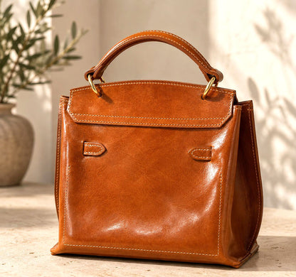 Adelasia Hand-Dyed Vegetable Leather Top Handle Bag - Made In Italy