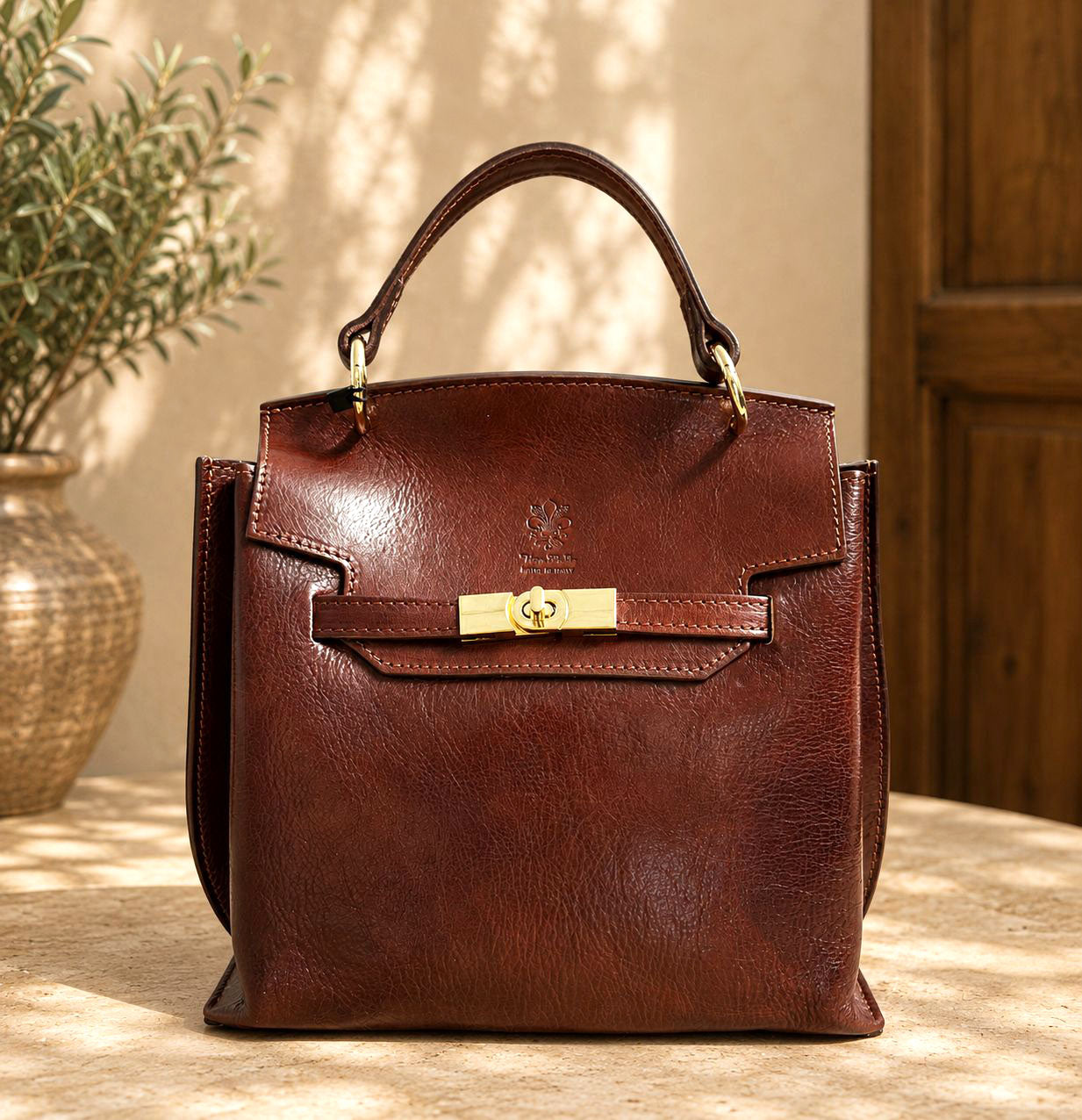 Adelasia Hand-Dyed Vegetable Leather Top Handle Bag - Made In Italy