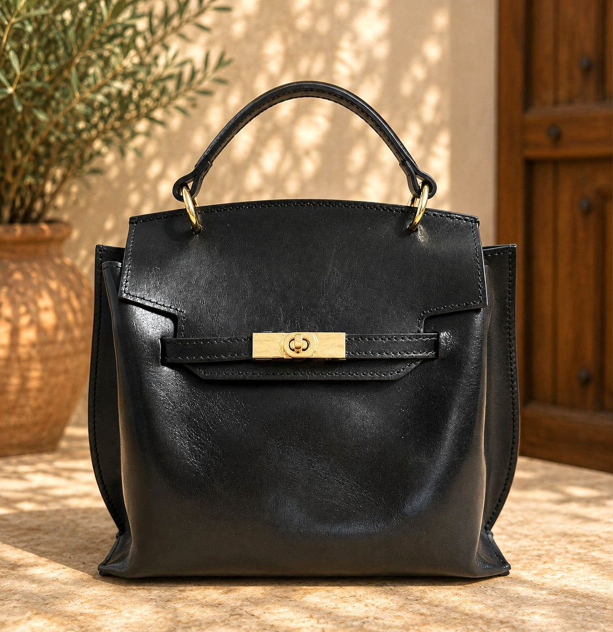 Adelasia Hand-Dyed Vegetable Leather Top Handle Bag - Made In Italy