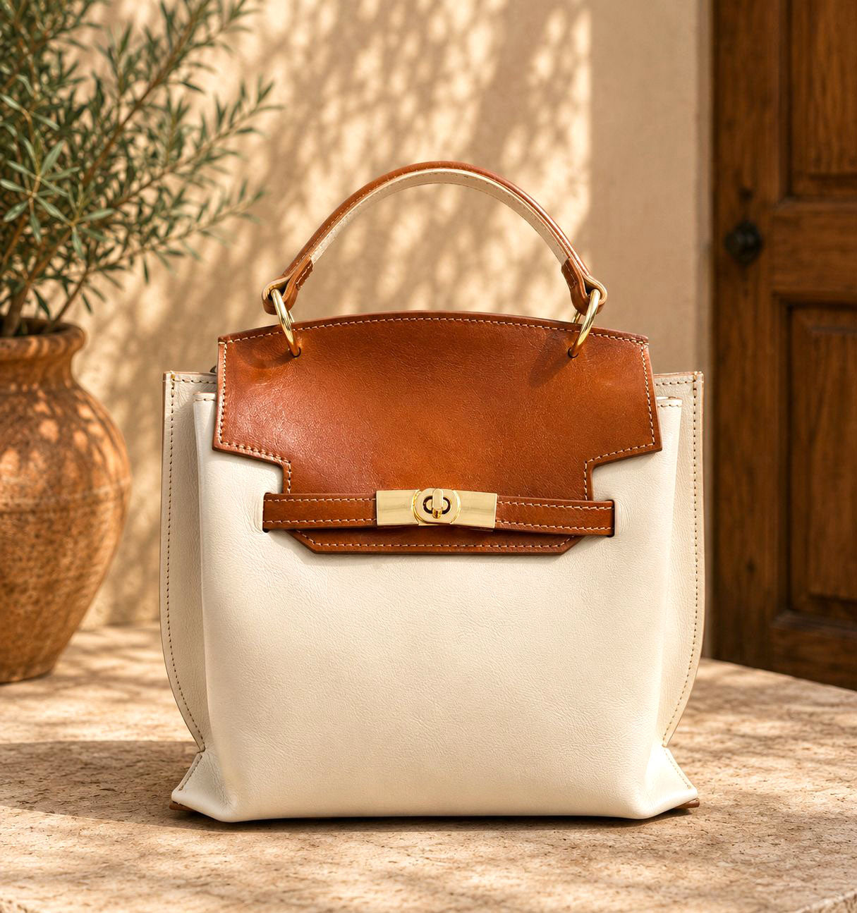 Adelasia Hand-Dyed Vegetable Leather Top Handle Bag - Made In Italy