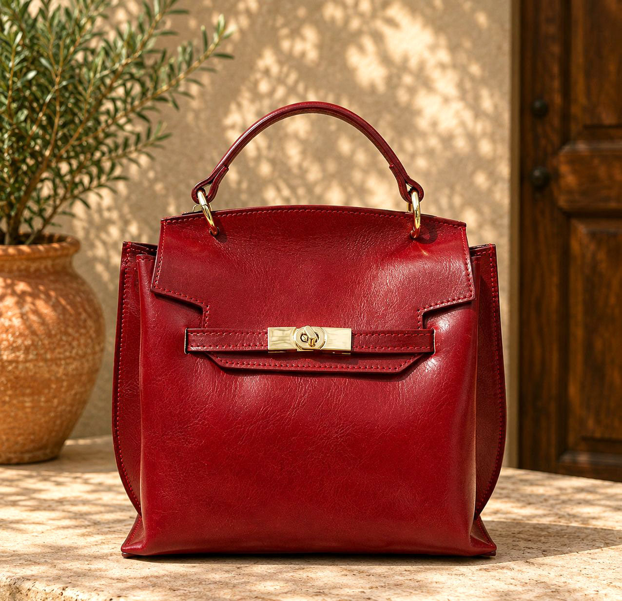 Adelasia Hand-Dyed Vegetable Leather Top Handle Bag - Made In Italy