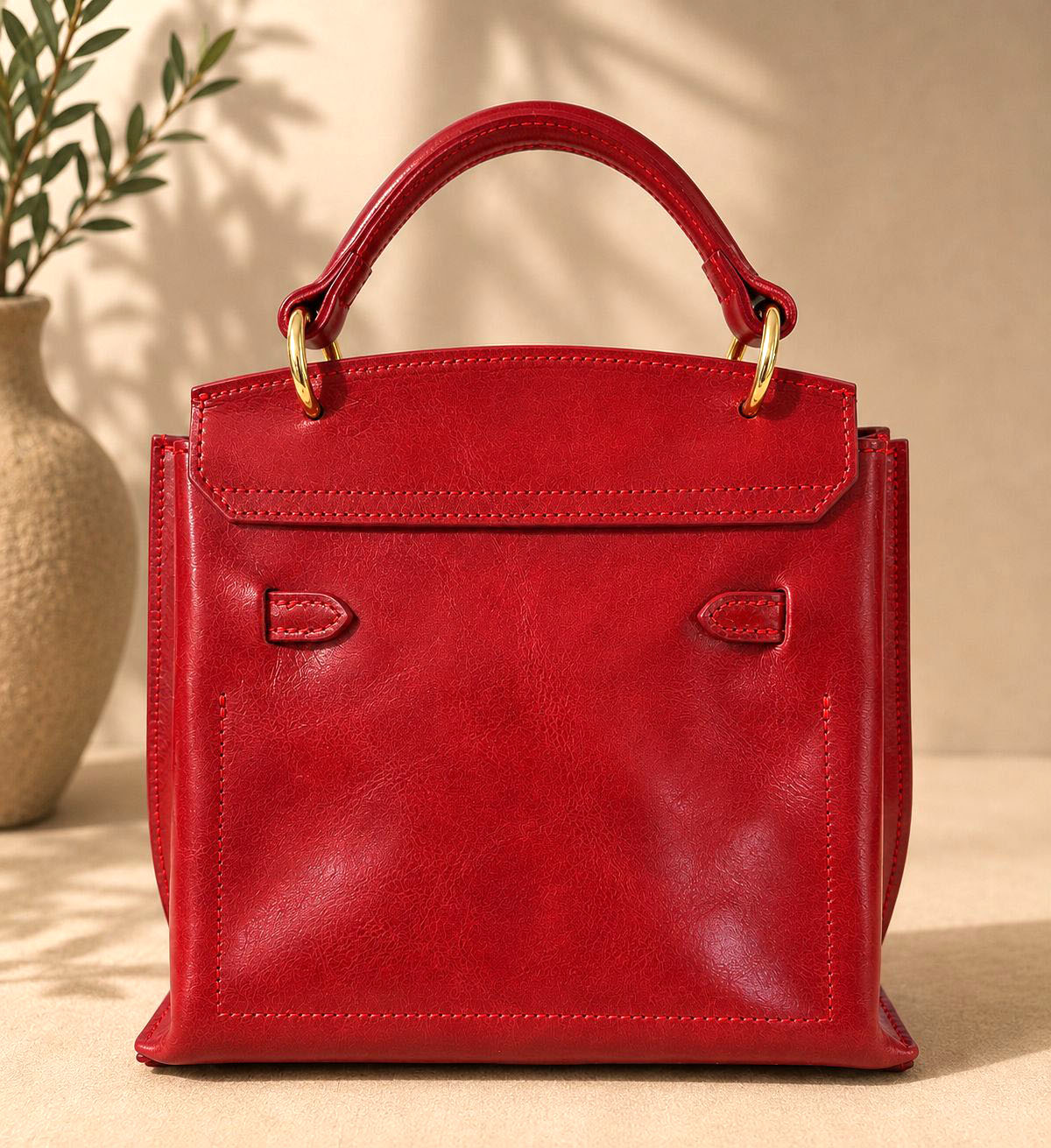 Adelasia Hand-Dyed Vegetable Leather Top Handle Bag - Made In Italy