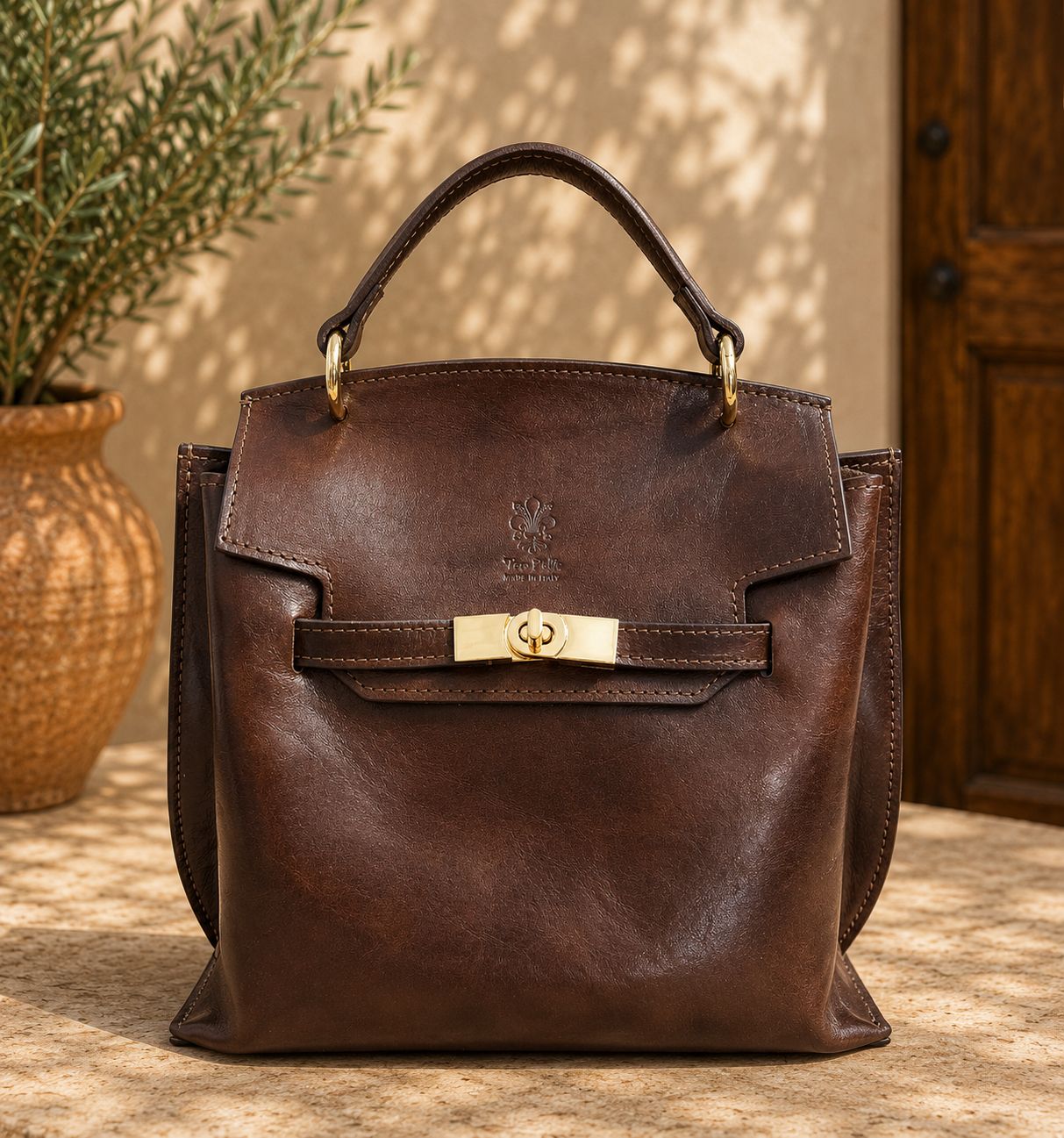 Adelasia Hand-Dyed Vegetable Leather Top Handle Bag - Made In Italy