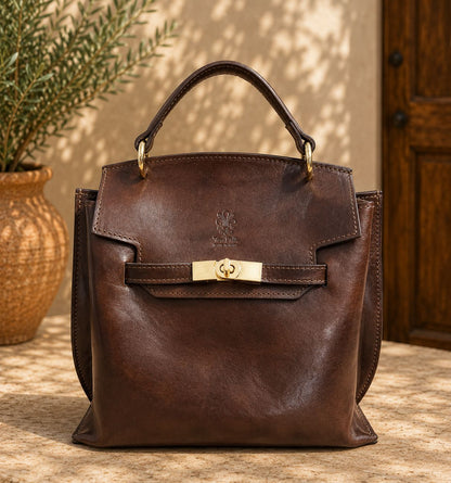 Adelasia Hand-Dyed Vegetable Leather Top Handle Bag - Made In Italy