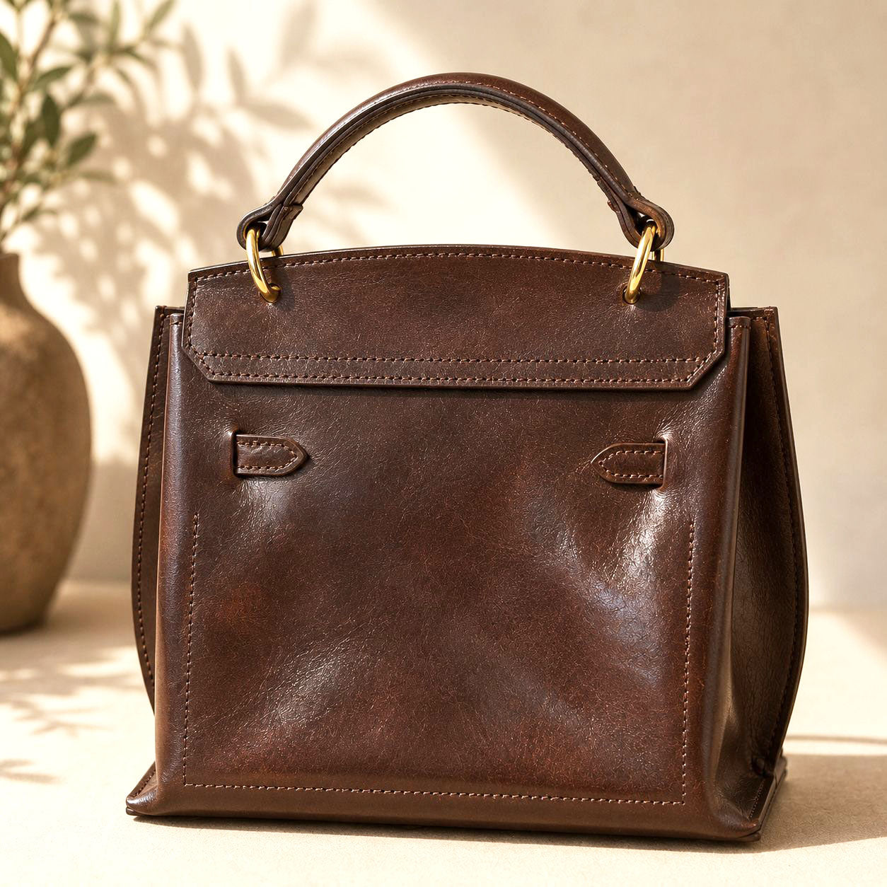 Adelasia Hand-Dyed Vegetable Leather Top Handle Bag - Made In Italy