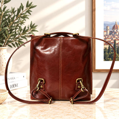 Clotilde Hand-Dyed Vegetable-Tanned Leather Convertible Backpack - Made In Italy