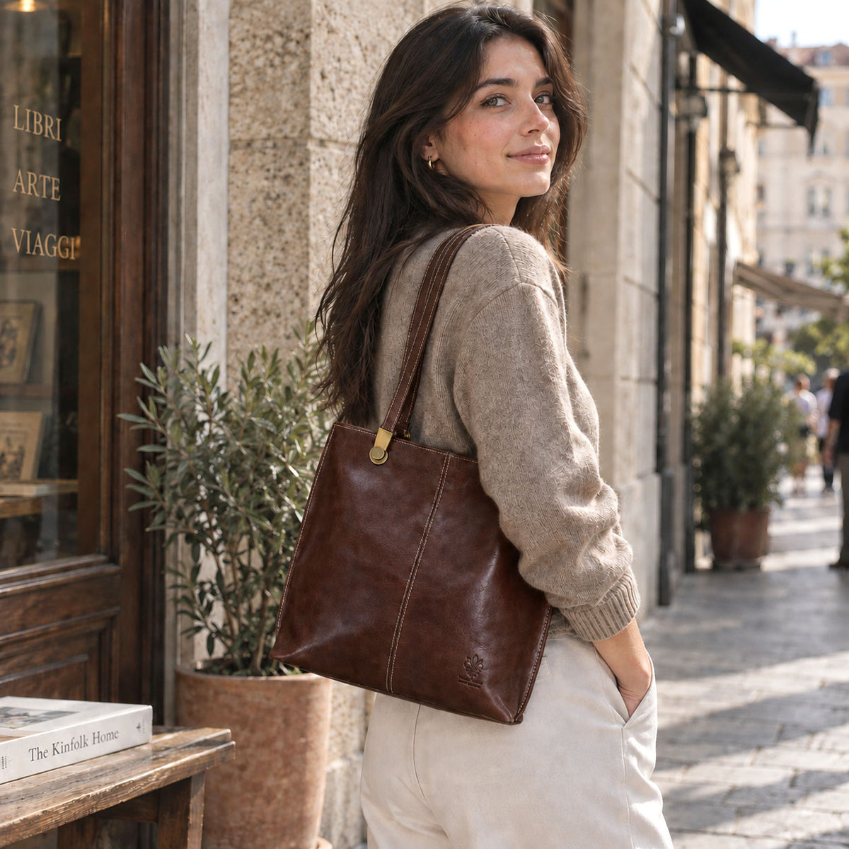Clotilde Hand-Dyed Vegetable-Tanned Leather Convertible Backpack - Made In Italy