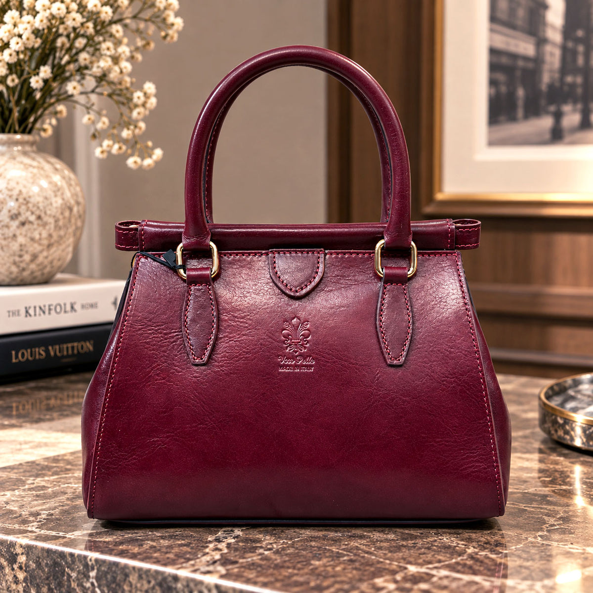 Ersilia Hand-Dyed Cow Leather Satchel - Made In Italy