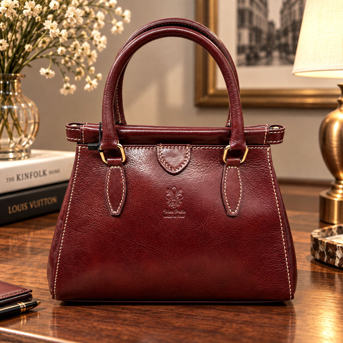 Ersilia Hand-Dyed Cow Leather Satchel - Made In Italy