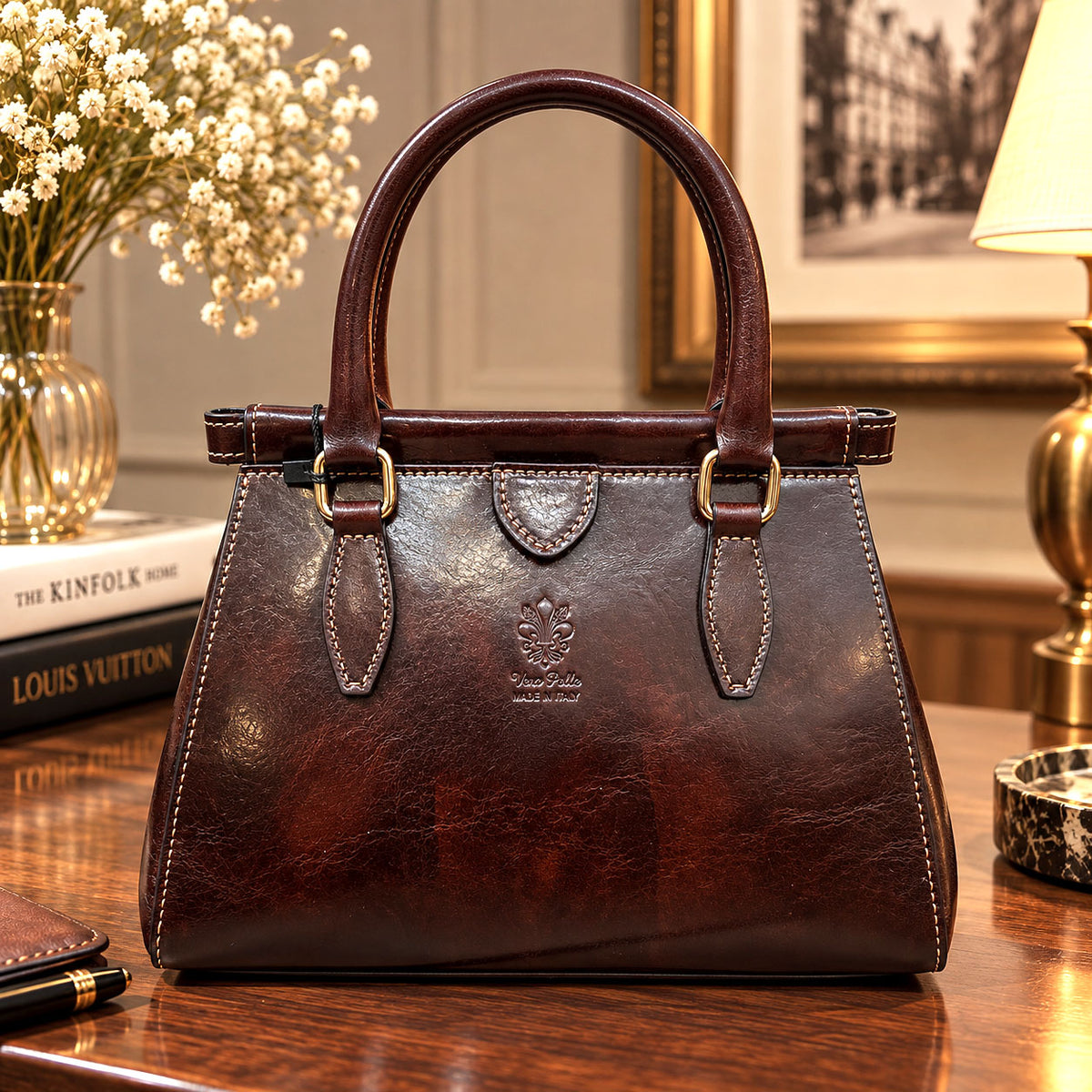 Ersilia Hand-Dyed Cow Leather Satchel - Made In Italy
