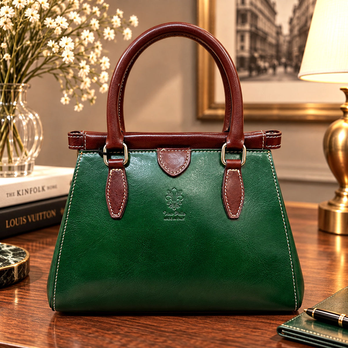 Ersilia Hand-Dyed Cow Leather Satchel - Made In Italy
